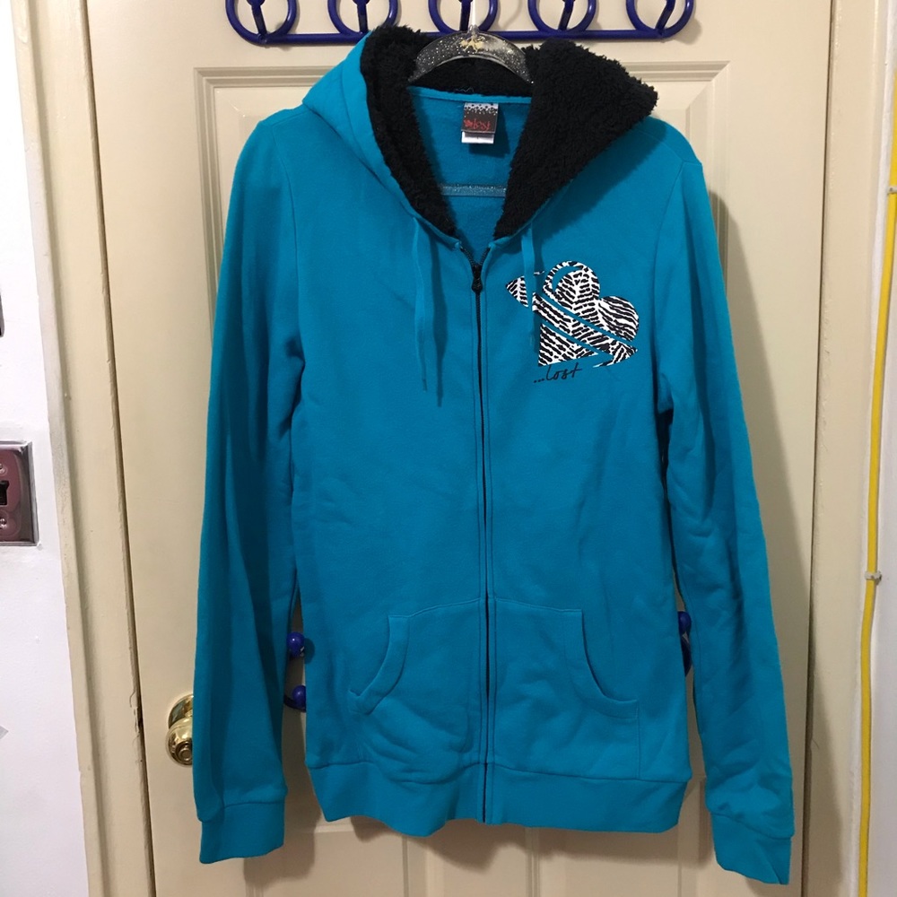 Zumiez Lost Turquoise Fleece Zip Hoodie